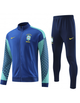 Brazil Full Zip Jacket Long Sleeve Soccer Training Coat Blue