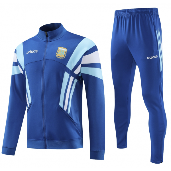 Argentina Full Zip Jacket Long Sleeve Soccer Training Coat Blue