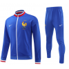 France Full Zip Jacket Long Sleeve Soccer Training Coat Blue