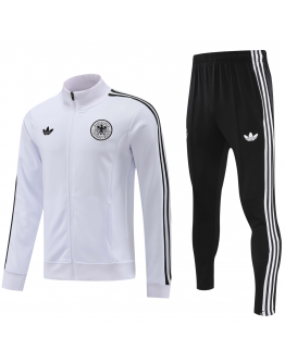 Germany Full Zip Jacket Long Sleeve Soccer Training Coat White