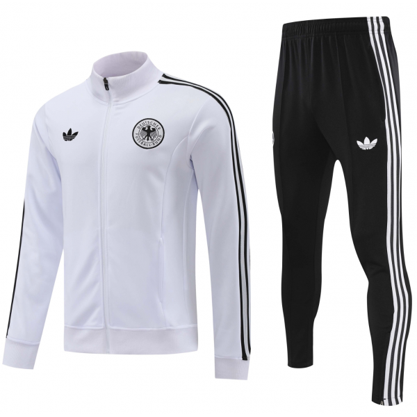 Germany Full Zip Jacket Long Sleeve Soccer Training Coat White