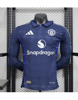 Manchester United 2024/25 Away Long Sleeve Replica Custom Jersey - Blue