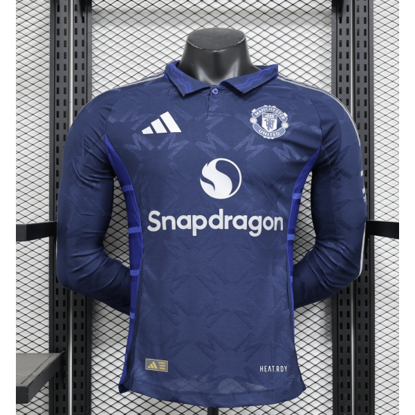 Manchester United 2024/25 Away Long Sleeve Replica Custom Jersey - Blue