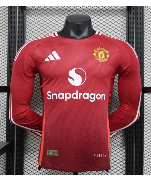 Manchester United 2024/25 Home Long Sleeve Replica Custom Jersey - Red