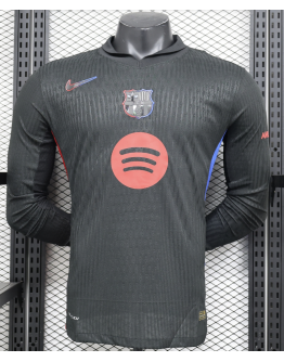 Barcelona 2024/25 Away Long Sleeve Replica Custom Jersey - Black