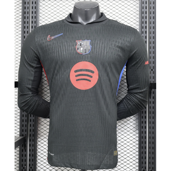 Barcelona 2024/25 Away Long Sleeve Replica Custom Jersey - Black