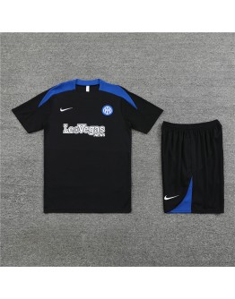 Inter Milan Adult Short Sleeve Training Suit Black