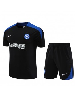 Inter Milan Adult Short Sleeve Training Suit Black