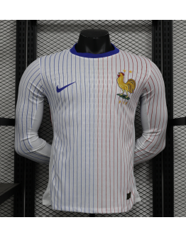 France Nation Men's 2024/25 Away Long Sleeve Replica Custom Jersey - White