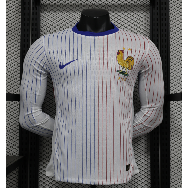 France Nation Men's 2024/25 Away Long Sleeve Replica Custom Jersey - White