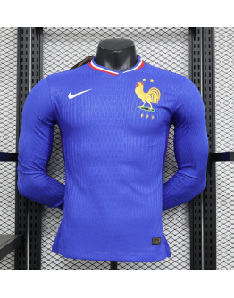 France Nation Men's 2024/25 Home Long Sleeve Replica Custom Jersey - Blue