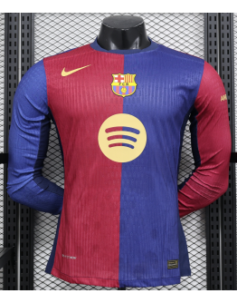 Barcelona 2024/25 Home Replica Long Sleeve Custom Jersey - Red