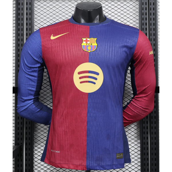 Barcelona 2024/25 Home Replica Long Sleeve Custom Jersey - Red