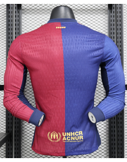 Barcelona 2024/25 Home Replica Long Sleeve Custom Jersey - Red