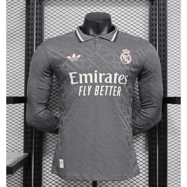 Real Madrid 2024/25 Away Long Sleeve Replica Custom Jersey - Grey