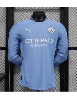 Manchester City 2024/25 Home Long Sleeve Replica Custom Jersey - Blue