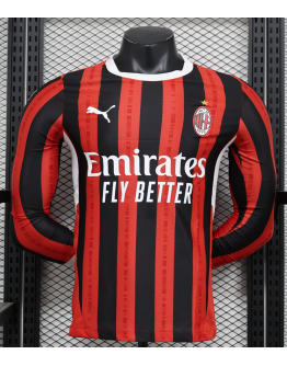 AC Milan 2024/25 Home Long Sleeve Replica Custom Jersey - Red