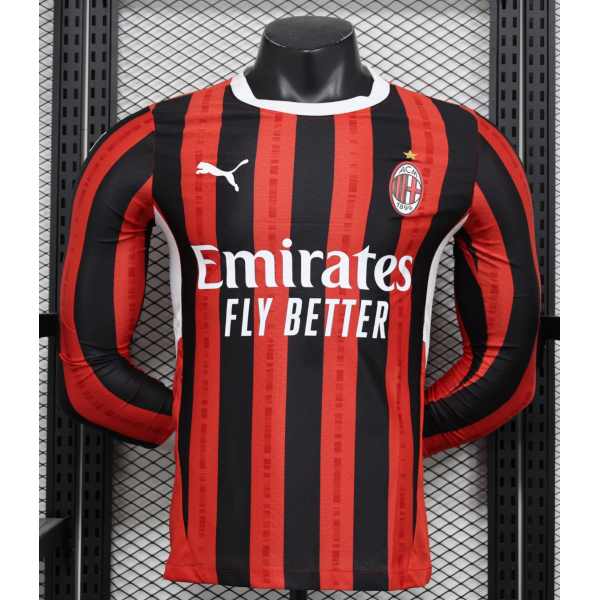 AC Milan 2024/25 Home Long Sleeve Replica Custom Jersey - Red