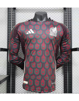 Mexico 2024/25 Home Long Sleeve Replica Custom Jersey - Deep Red