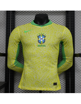 Brazil 2024/25 Home Long Sleeve Replica Custom Jersey - Yellow