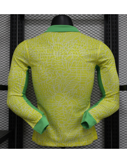 Brazil 2024/25 Home Long Sleeve Replica Custom Jersey - Yellow