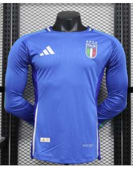 Italy 2024/25 Home Long Sleeve Replica Custom Jersey - Blue