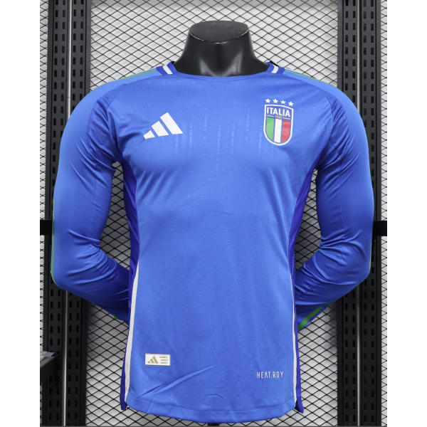 Italy 2024/25 Home Long Sleeve Replica Custom Jersey - Blue