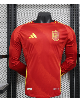 Spain 2024/25 Home Long Sleeve Replica Custom Jersey - Red