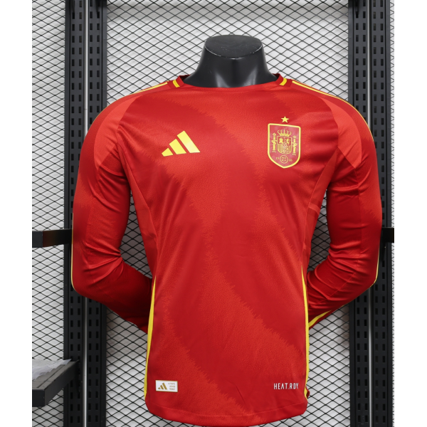 Spain 2024/25 Home Long Sleeve Replica Custom Jersey - Red