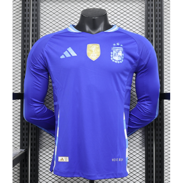 Argentina 2024/25 Away Long Sleeve Replica Custom Jersey - Blue