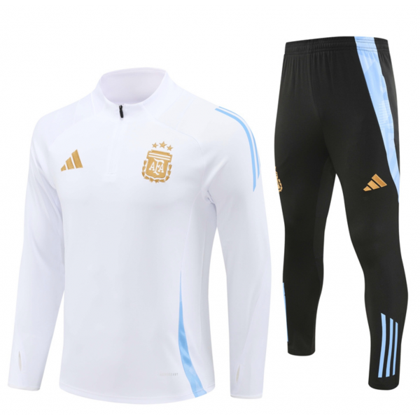 Argentina Paris Tracksuits Long Sleeve Soccer Training Uniforms White