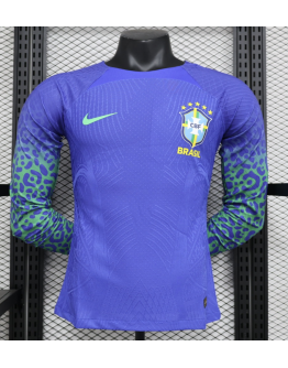 Brazil 2024/25 Away Replica Long Sleeve Custom Jersey - Deep Blue