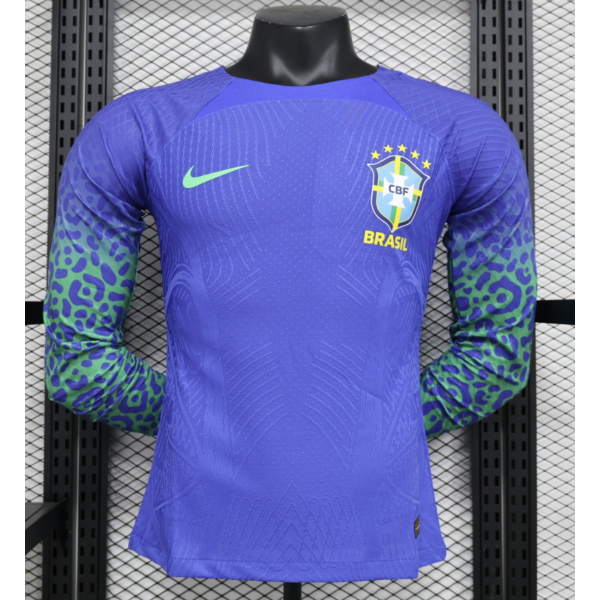 Brazil 2024/25 Away Replica Long Sleeve Custom Jersey - Deep Blue