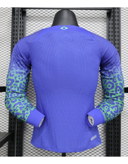 Brazil 2024/25 Away Replica Long Sleeve Custom Jersey - Deep Blue