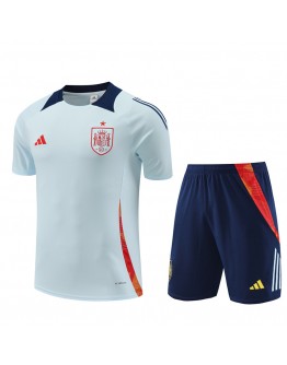 Spain  Adult Short Sleeve Training Suit Grey Blue