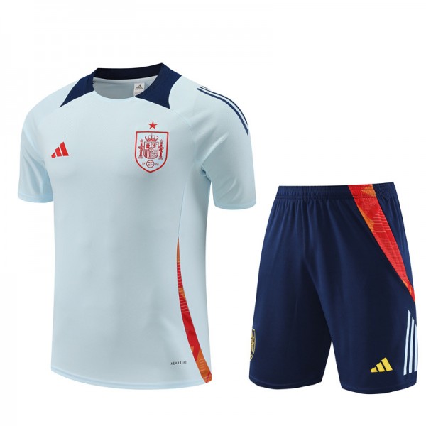 Spain  Adult Short Sleeve Training Suit Grey Blue