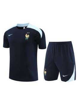 France Adult Short Sleeve Training Suit Dark Blue