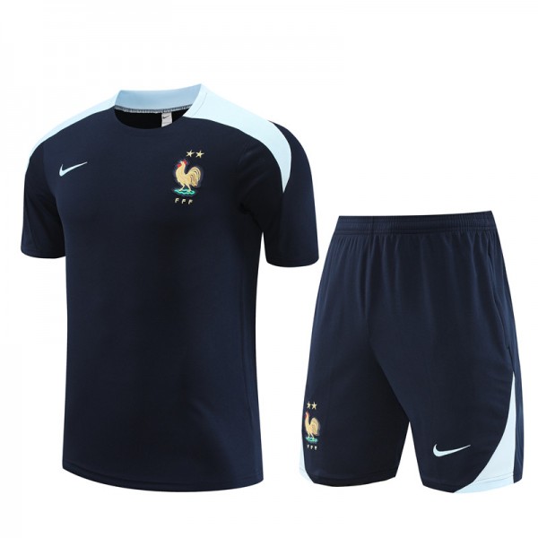 France Adult Short Sleeve Training Suit Dark Blue