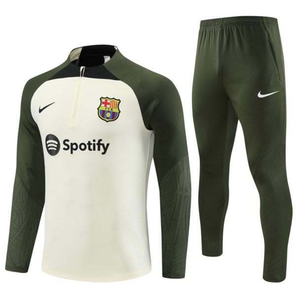 Barcelona Tracksuits Long Sleeve Soccer Training Uniforms Navy Green